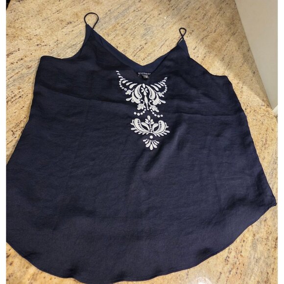 Epress Size M Blue Lined Embroidered Cami Tank y2k look - Picture 5 of 13